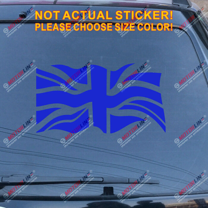 UK Waving Flag Union Jack British Decal Sticker Car Vinyl pick size color d