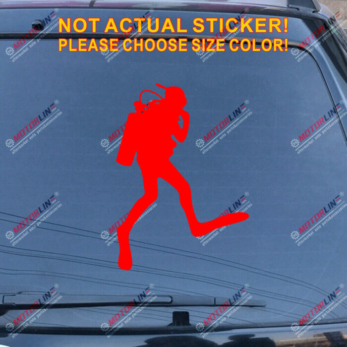 Scuba Diver Diving Decal Sticker Car Vinyl pick size color die cut no bkgrd e