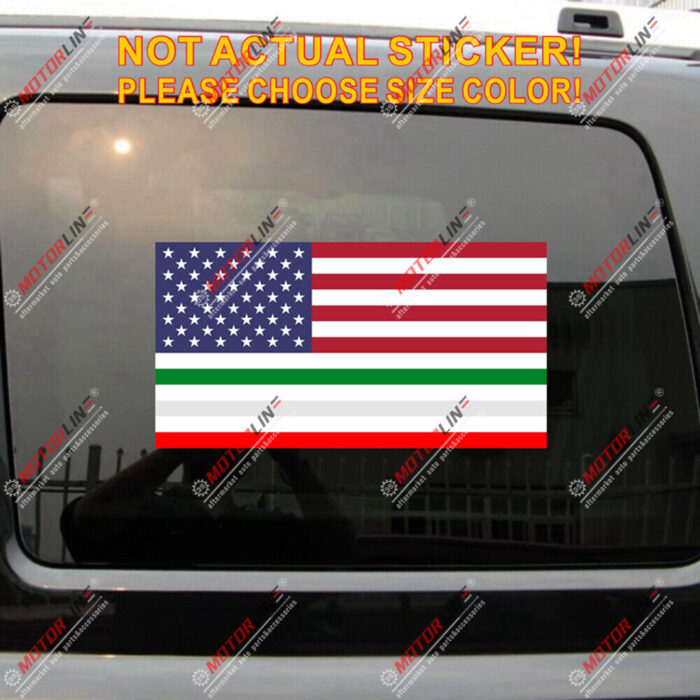 USA Italy American Italian Flag Decal Sticker Car Vinyl reflective glossy