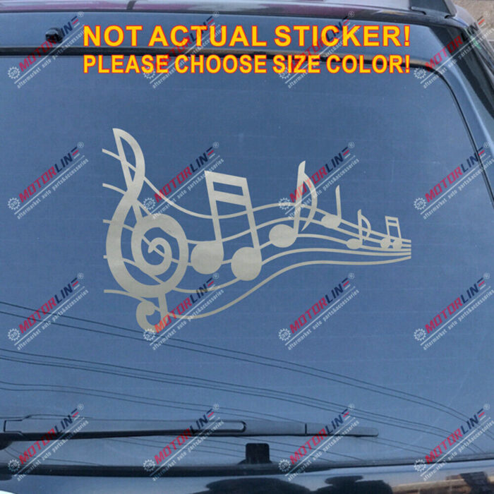 Music Note Notation Sign Decal Sticker Car Vinyl pick size color no bkgrd a