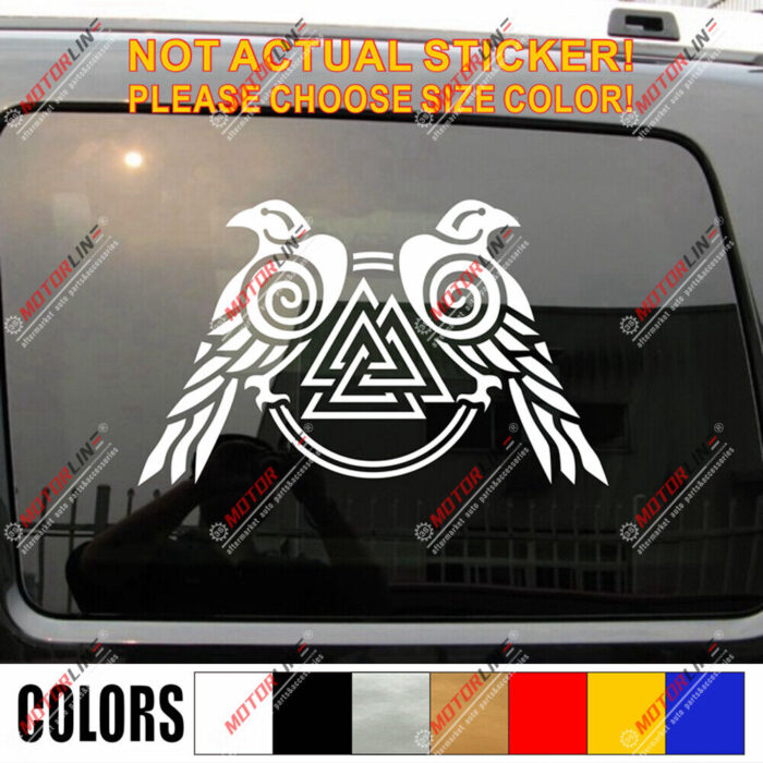 Huginn And Muninn Twin Ravens Valknut Decal Sticker Car Vinyl Norse Odin c