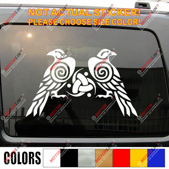 Huginn And Muninn Twin Ravens Celtic Knot Decal Sticker Car Vinyl Norse Odin a