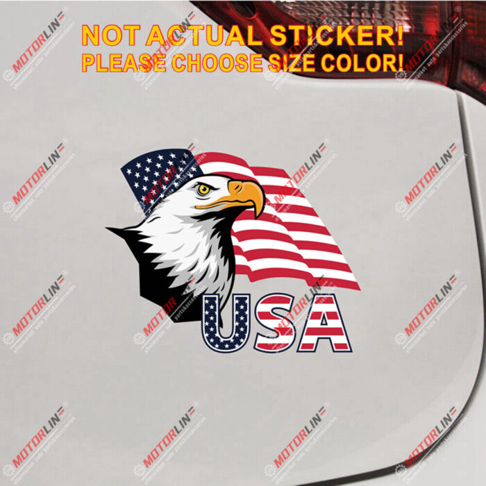 Bald Eagle USA American Flag Decal Sticker Car Vinyl reflective glossy pick size