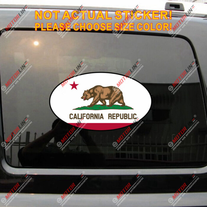 California Flag Cali Republic Oval Decal Sticker Vinyl reflective glossy