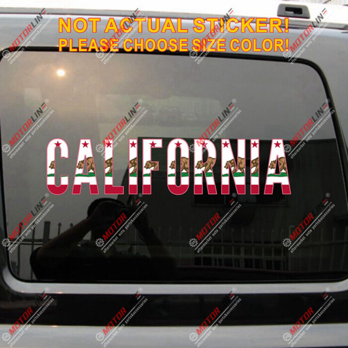 California Flag Cali Republic word Decal Sticker Car Vinyl reflective glossy