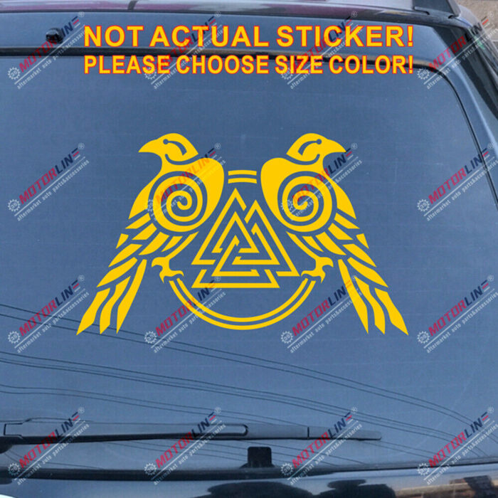 Huginn And Muninn Twin Ravens Valknut Decal Sticker Car Vinyl Norse Odin c