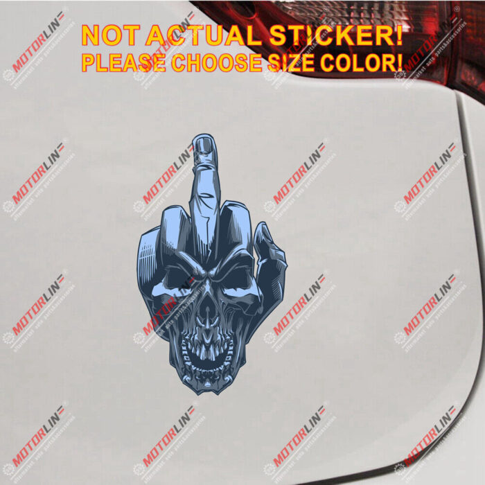 Middle Finger Skull Cooler Funny Decal Sticker Car Vinyl reflective glossy