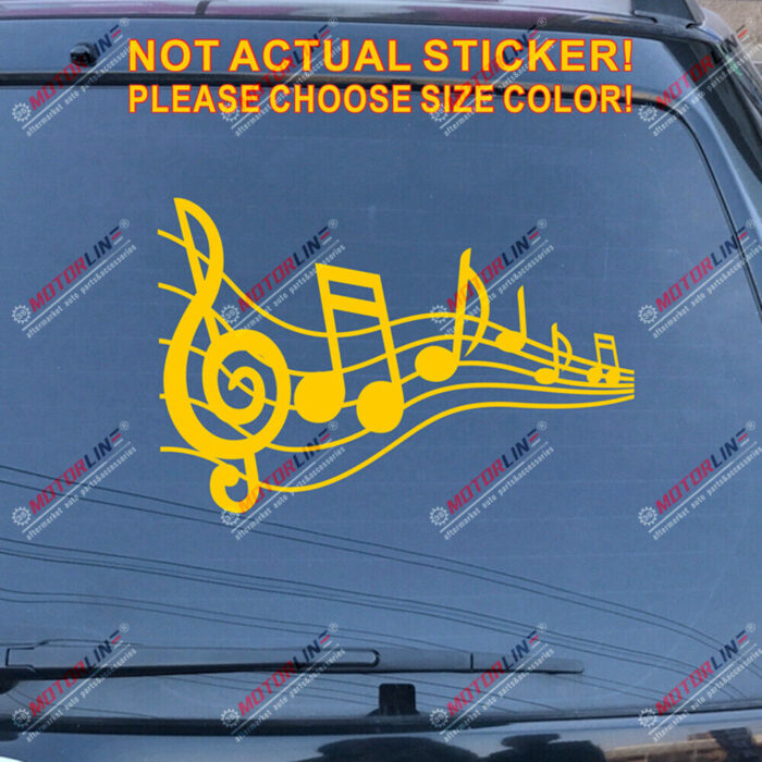 Music Note Notation Sign Decal Sticker Car Vinyl pick size color no bkgrd a