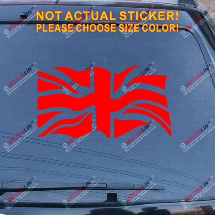 UK Waving Flag Union Jack British Decal Sticker Car Vinyl pick size color d