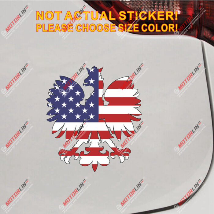 Polish Eagle Polska Poland USA Flag Decal Sticker Car Vinyl reflective glossy