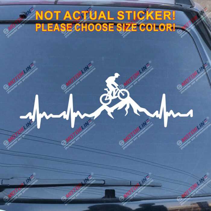 Cycling Funny Bike Bicycle Decal Sticker Vinyl Heart Beat Mountain Racing Rider