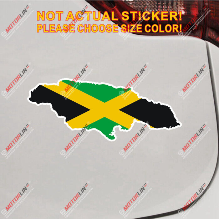 Jamaica Flag Map Decal Sticker Car Vinyl Reflective Glossy pick size