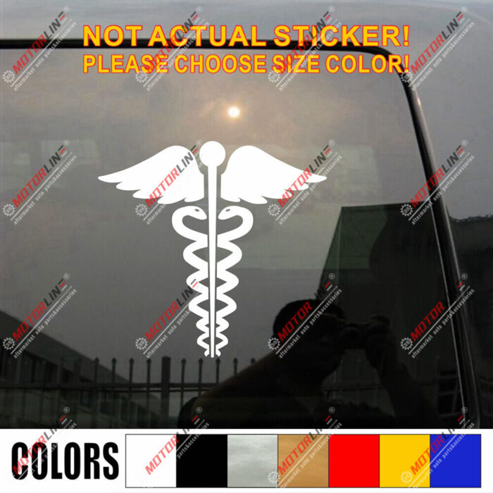 Caduceus Symbol EMT Medical Decal Sticker Car Vinyl pick size color