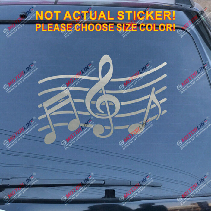 Music Note Notation Sign Decal Sticker Car Vinyl pick size color no bkgrd b