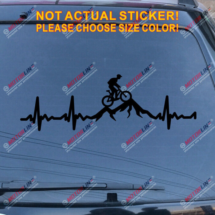 Cycling Funny Bike Bicycle Decal Sticker Vinyl Heart Beat Mountain Racing Rider