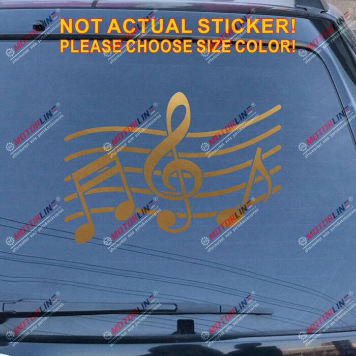 Music Note Notation Sign Decal Sticker Car Vinyl pick size color no bkgrd b