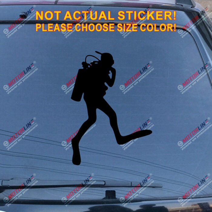 Scuba Diver Diving Decal Sticker Car Vinyl pick size color die cut no bkgrd e