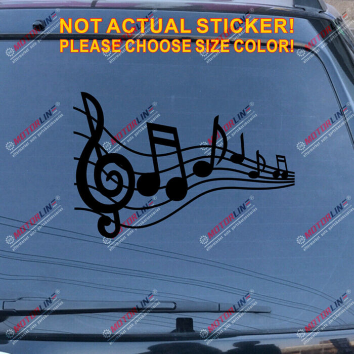 Music Note Notation Sign Decal Sticker Car Vinyl pick size color no bkgrd a