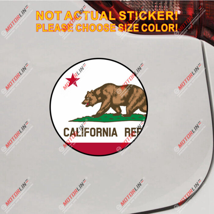 California Flag Cali Republic Round Decal Sticker Vinyl reflective glossy