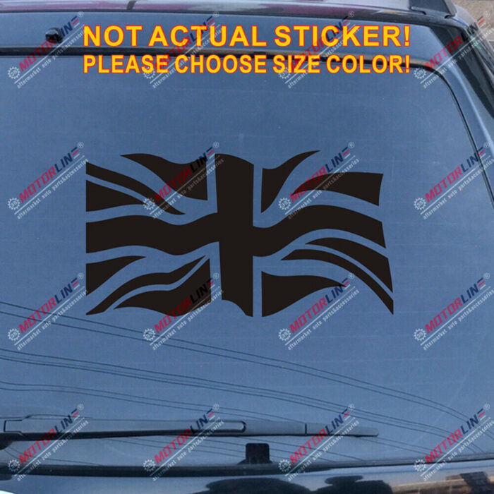 UK Waving Flag Union Jack British Decal Sticker Car Vinyl pick size color d