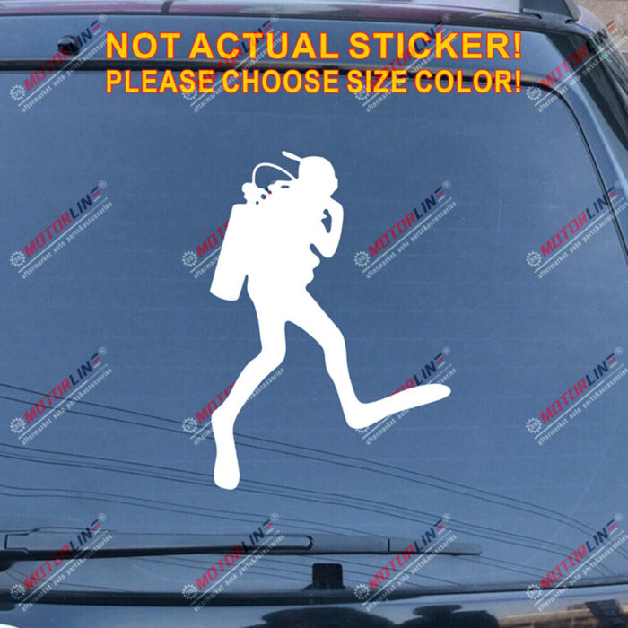 Scuba Diver Diving Decal Sticker Car Vinyl pick size color die cut no bkgrd e