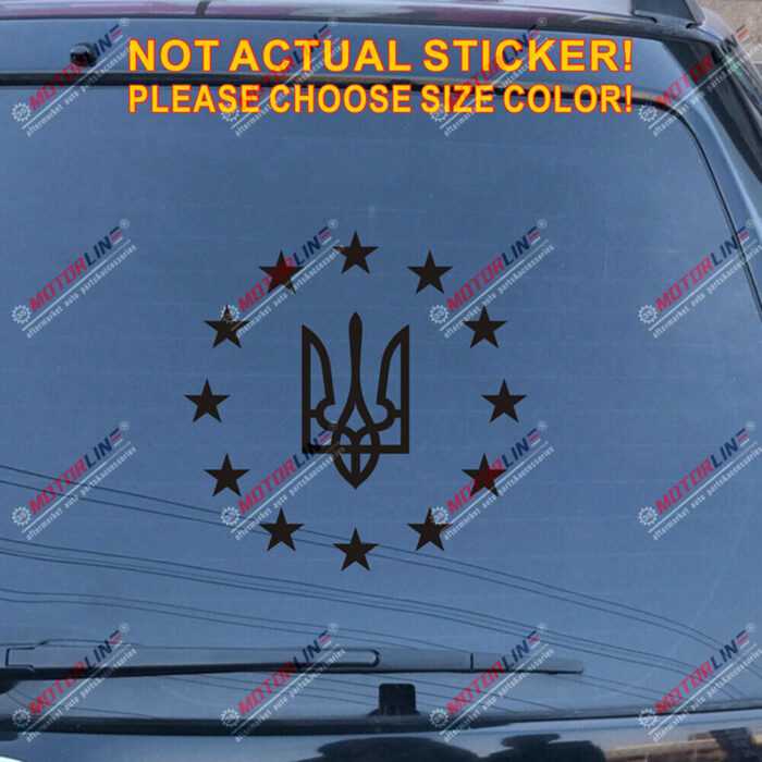 Ukraine Flag Tryzub EU Decal Sticker Ukrainian Car Vinyl pick size no bkgrd