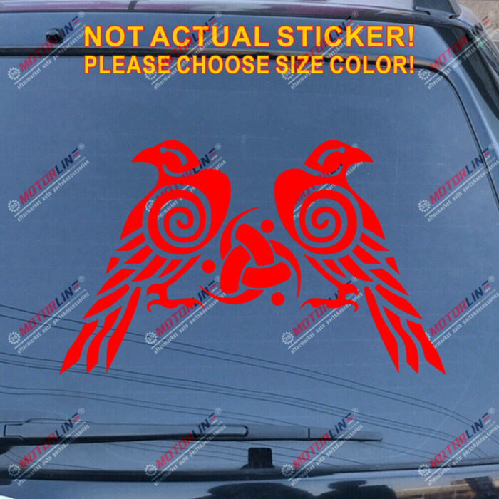 Huginn And Muninn Twin Ravens Celtic Knot Decal Sticker Car Vinyl Norse Odin a