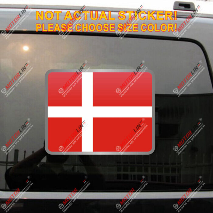 Denmark Danish Flag Decal Sticker Car Vinyl reflective glossy rectangle