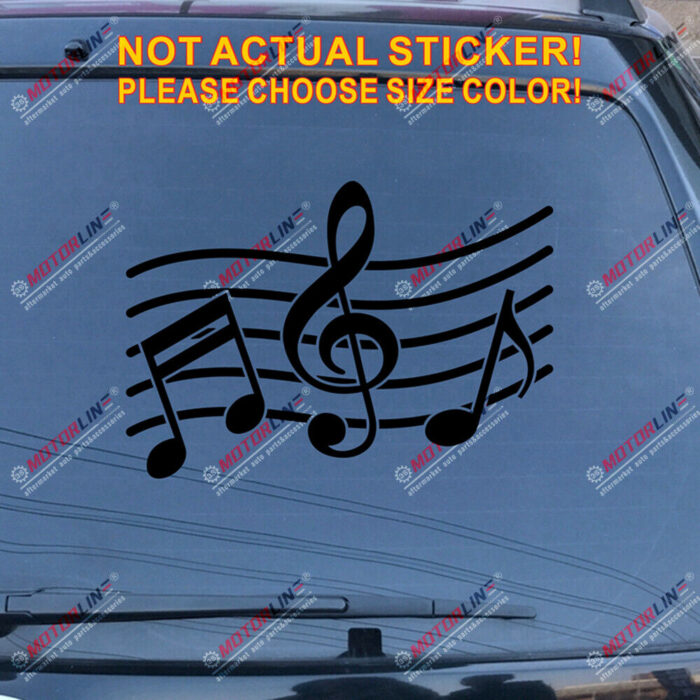 Music Note Notation Sign Decal Sticker Car Vinyl pick size color no bkgrd b