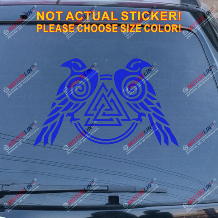 Huginn And Muninn Twin Ravens Valknut Decal Sticker Car Vinyl Norse Odin c