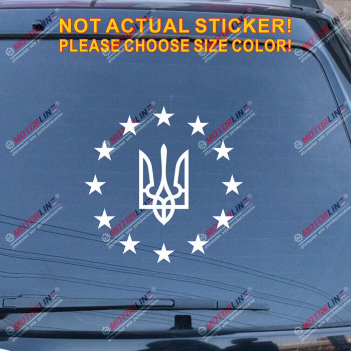 Ukraine Flag Tryzub EU Decal Sticker Ukrainian Car Vinyl pick size no bkgrd