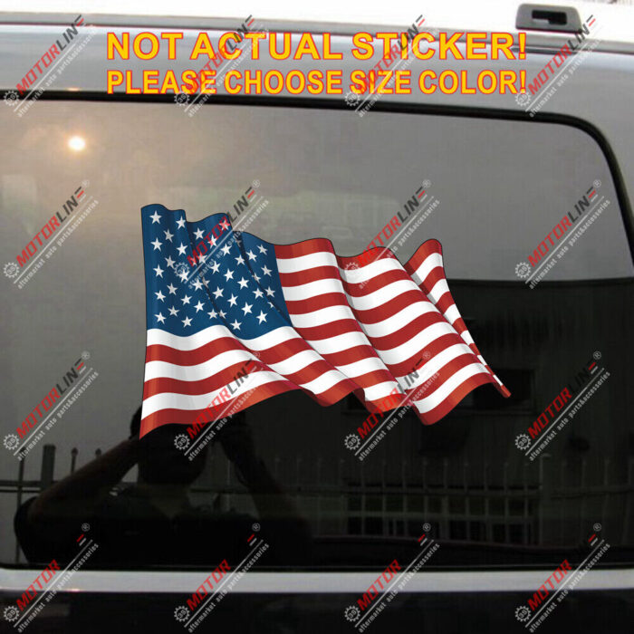 USA American Flag Patriotic Waving Decal Sticker Car Vinyl reflective glossy a