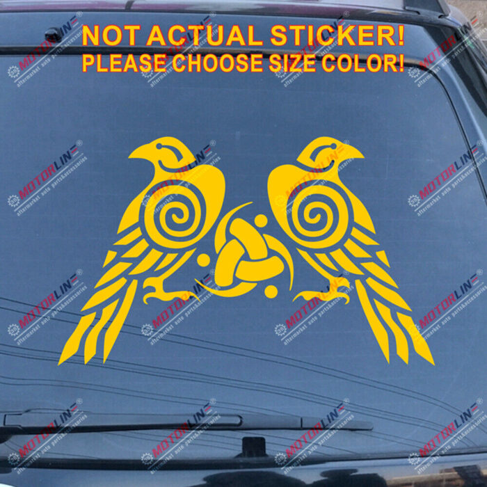 Huginn And Muninn Twin Ravens Celtic Knot Decal Sticker Car Vinyl Norse Odin a