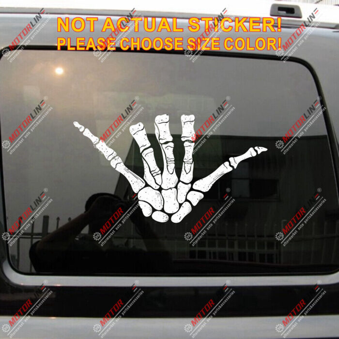 Shaka Hang Loose Skeleton Skull Hand Decal Sticker Car Vinyl reflective glossy