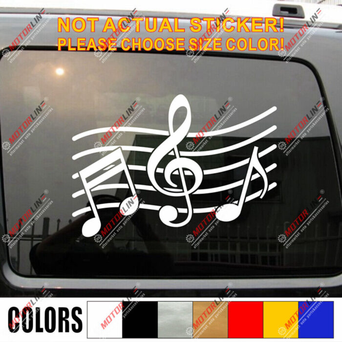 Music Note Notation Sign Decal Sticker Car Vinyl pick size color no bkgrd b