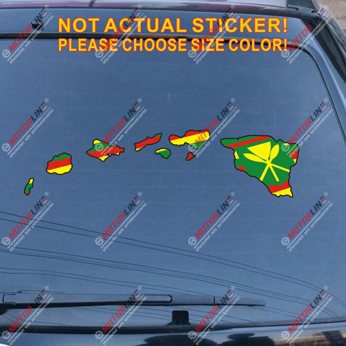 Hawaii Kanaka Maoli Flag Hawaiian Map Decal Sticker Car Vinyl Reflective Glossy