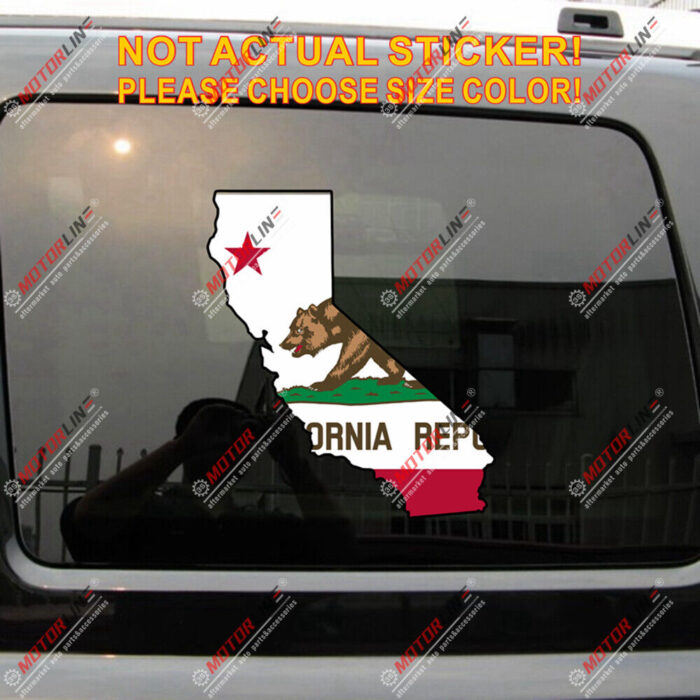 California Flag Map Cali outline Decal Sticker Car Vinyl reflective glossy