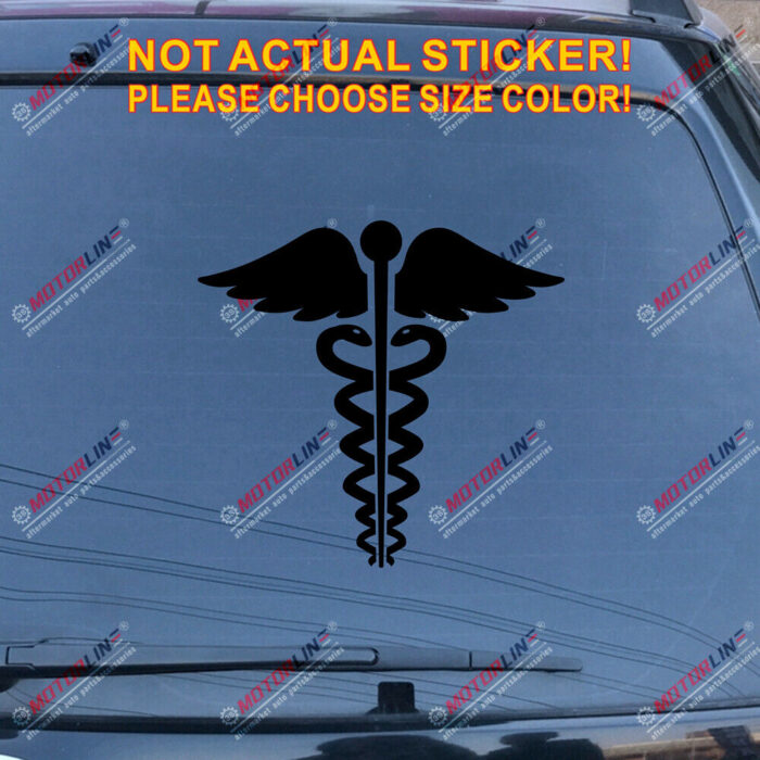 Caduceus Symbol EMT Medical Decal Sticker Car Vinyl pick size color