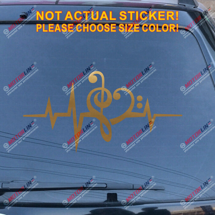 Music Note Heart Beat Love Clef Decal Sticker Car Vinyl pick size color