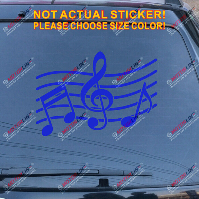 Music Note Notation Sign Decal Sticker Car Vinyl pick size color no bkgrd b