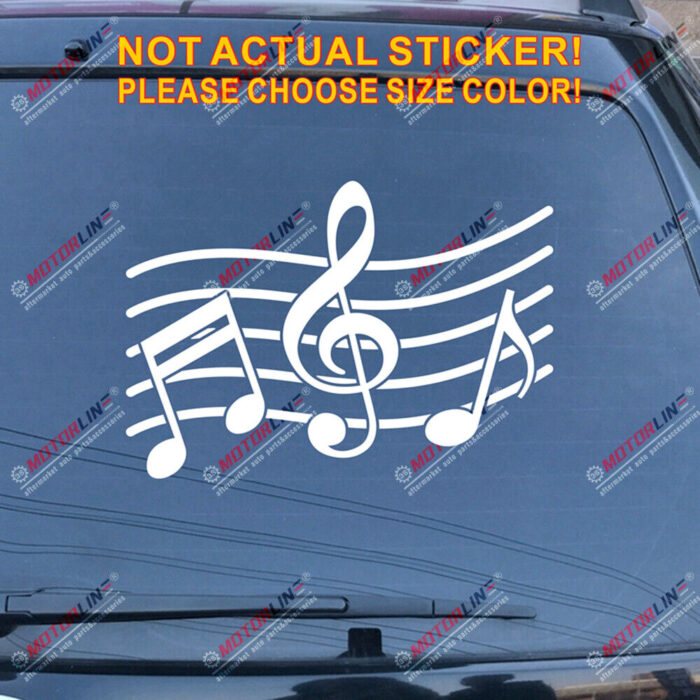 Music Note Notation Sign Decal Sticker Car Vinyl pick size color no bkgrd b