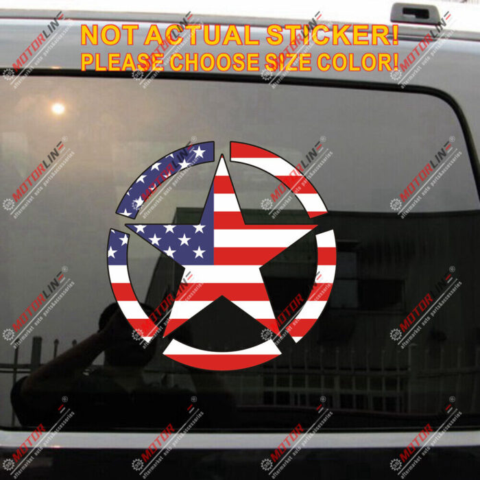 Army Star USA American Flag Decal Sticker Car Vinyl Reflective Glossy pick size