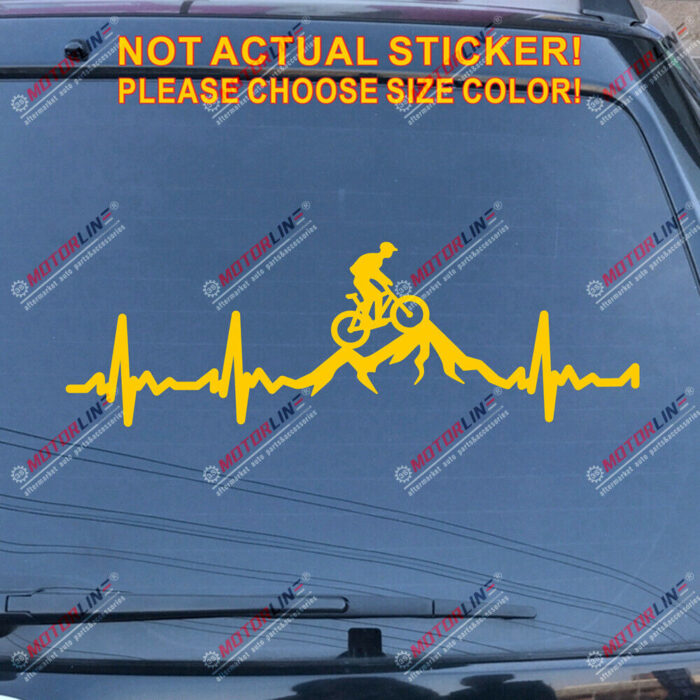 Cycling Funny Bike Bicycle Decal Sticker Vinyl Heart Beat Mountain Racing Rider