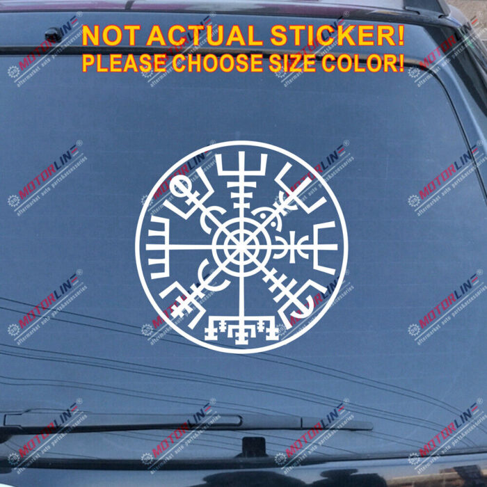 Vegvisir Viking Runic Compass Decal Vinyl Sticker Viking Odin Round style f