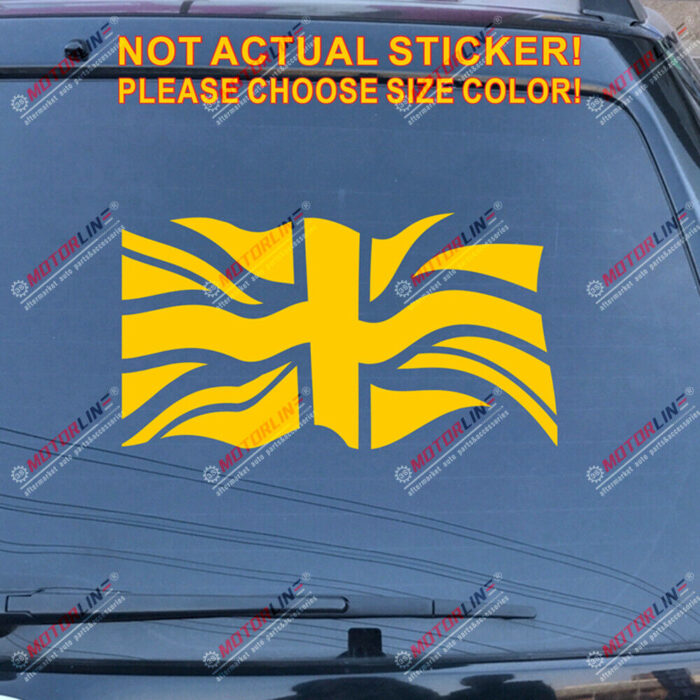 UK Waving Flag Union Jack British Decal Sticker Car Vinyl pick size color d