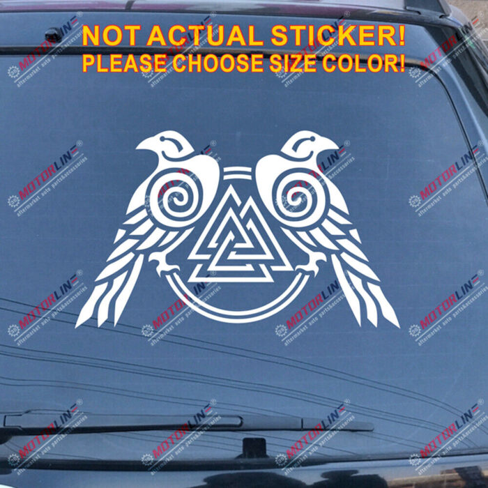 Huginn And Muninn Twin Ravens Valknut Decal Sticker Car Vinyl Norse Odin c