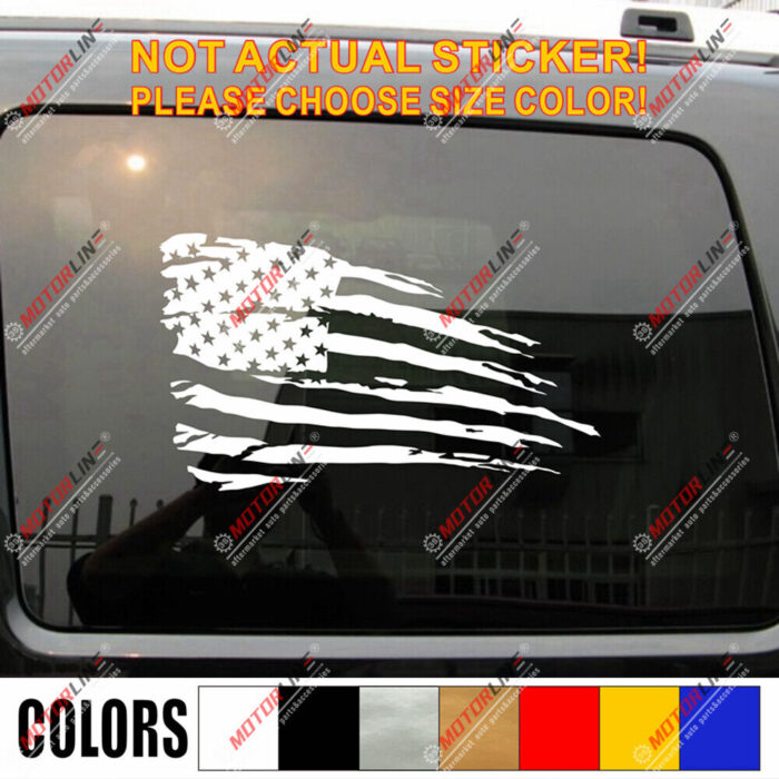 USA American Flag Decal Sticker Car Vinyl pick size American no bkgrd distressed