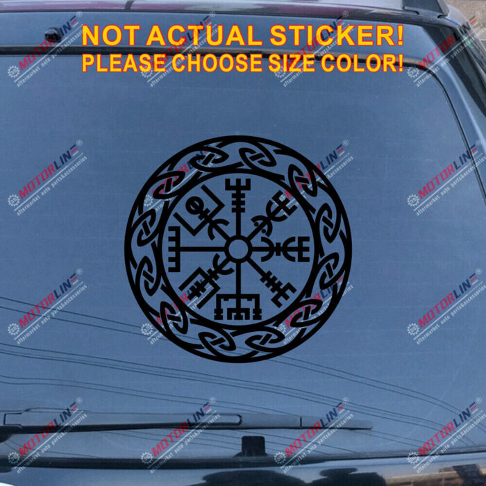 Vegvisir Viking Runic Compass Decal Vinyl Sticker Viking Odin Round style e