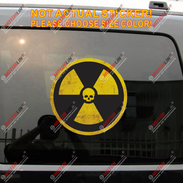 Nuclear Radiation Radioactive Decal Sticker Vinyl Reflective Glossy distressed b