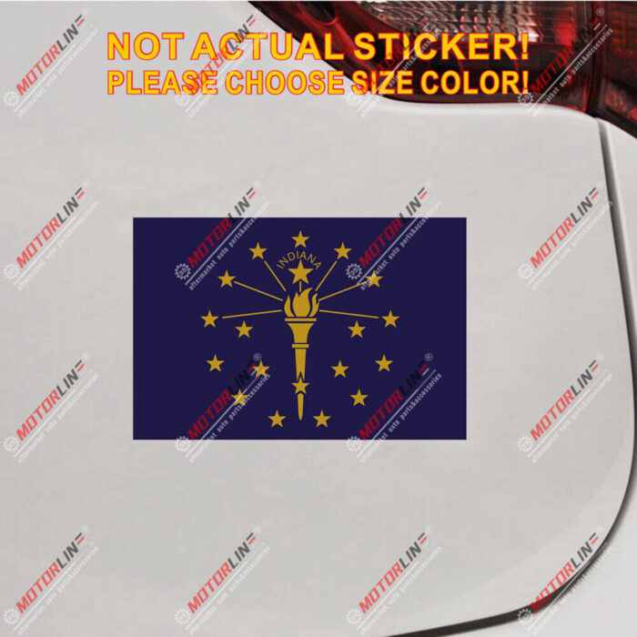 Indiana Flag IN US State Decal Sticker Car Vinyl reflective glossy pick size